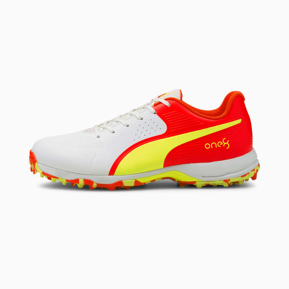 Puma One 8 Cricket Shoe (Red Blast-Yellow Alert-White)