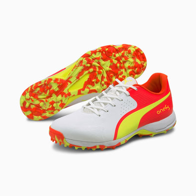 Puma One 8 Cricket Shoe (Red Blast-Yellow Alert-White)